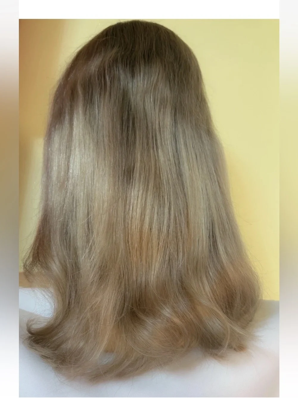 22” Wig Front Lace Natural Blonde Roots Ombré Highlight 100% Human Hair